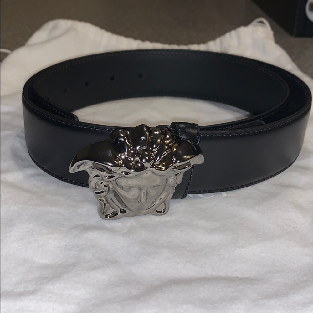 Brand new Versace black belt with bag